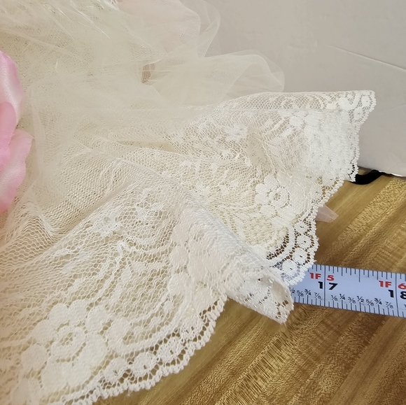 Recollections Victorian Hat Pink Rose Lace Wide Brim Feather Kentucky Derby - Picture 9 of 12